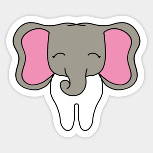 Cute Molar with Elephant head illustration - for Dentists, Hygienists, Dental Assistants, Dental Students and anyone who loves teeth by Happimola Sticker